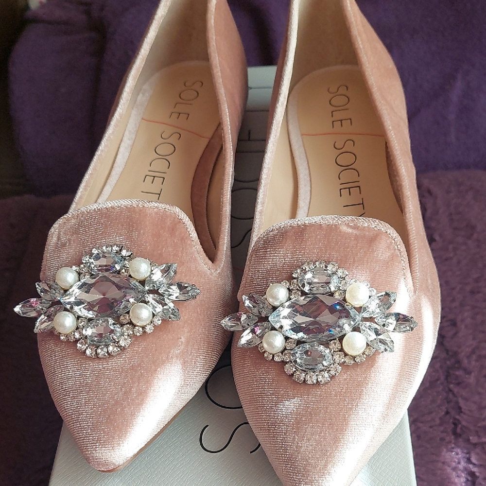 Sole Society Blush Embellished Flats